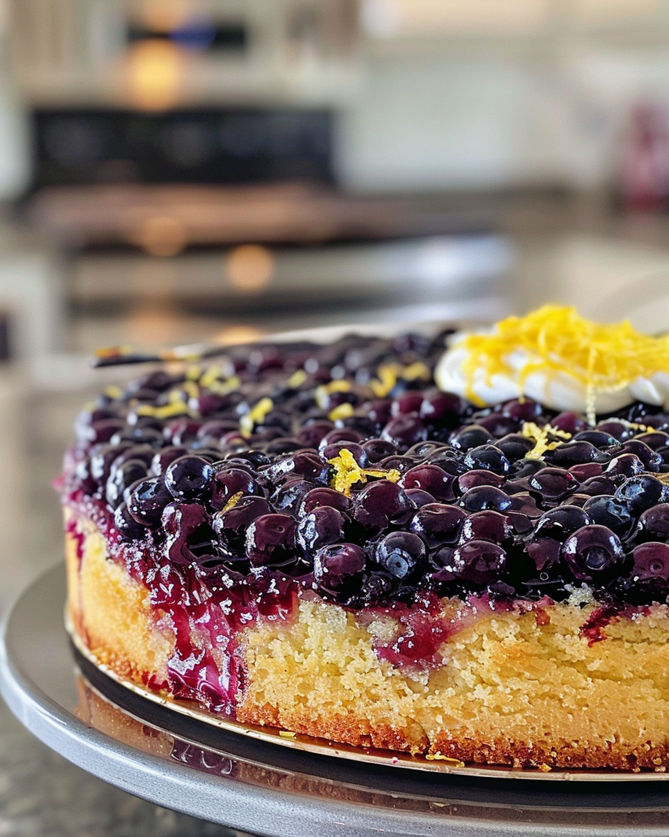 Upside-Down Lemon Blueberry Cake