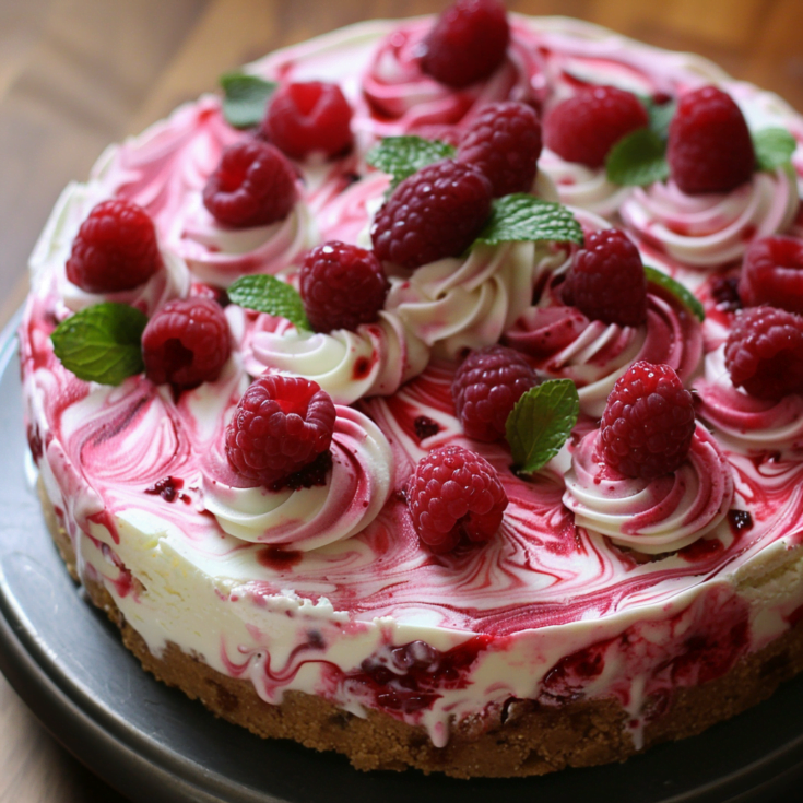 Raspberry Swirl Ice Cream Cake