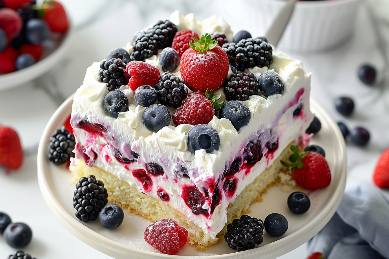 Summer Berry Poke Cake