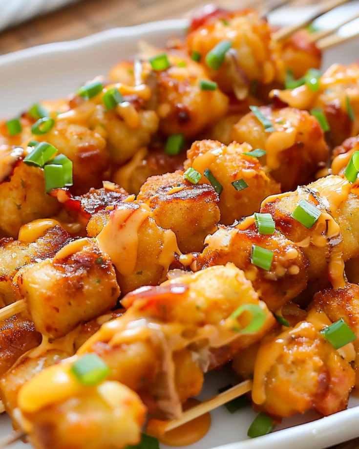 Loaded Tater Tot Skewers