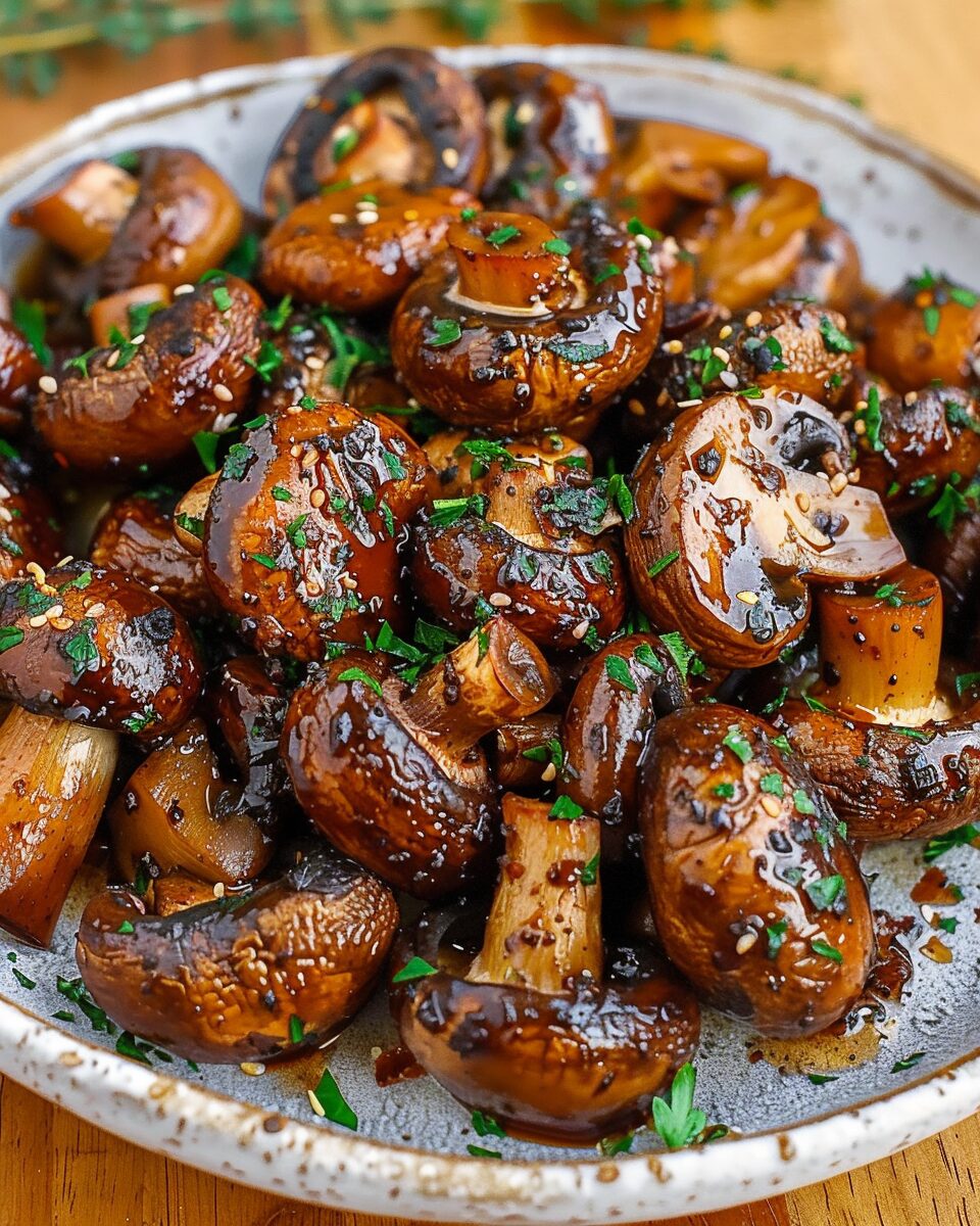 Balsamic Soy Roasted Garlic Mushrooms