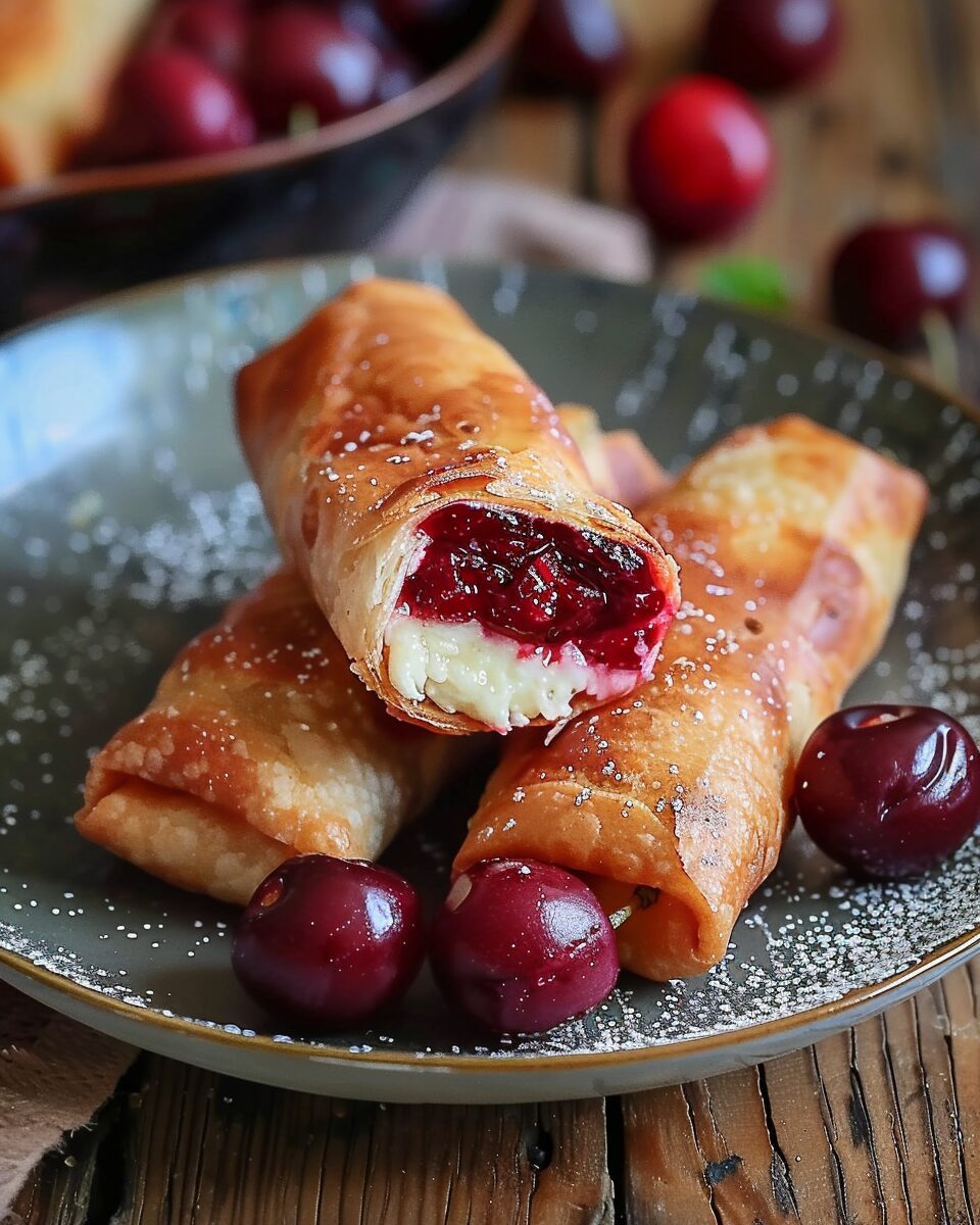 Cherry Cheesecake Egg Rolls