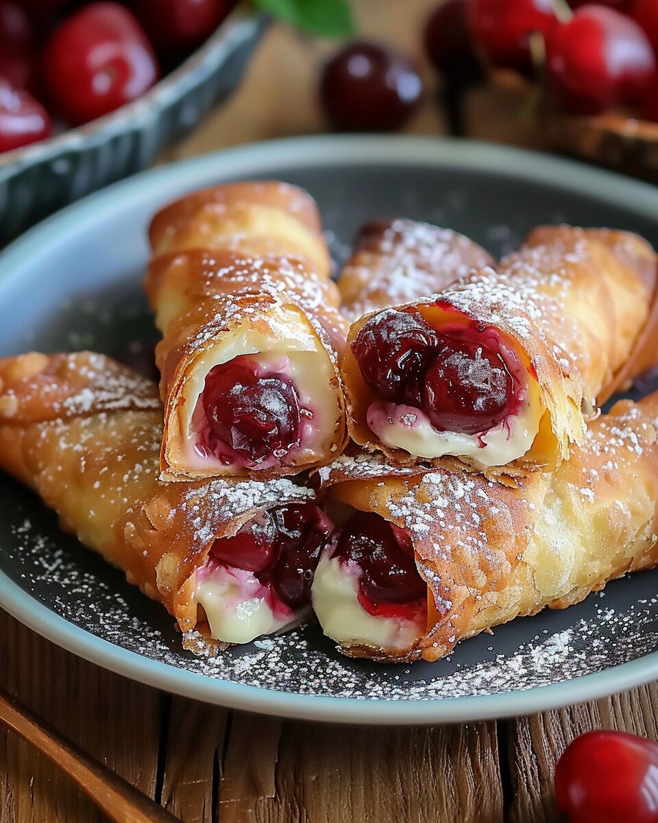 Cherry Cheesecake Egg Rolls