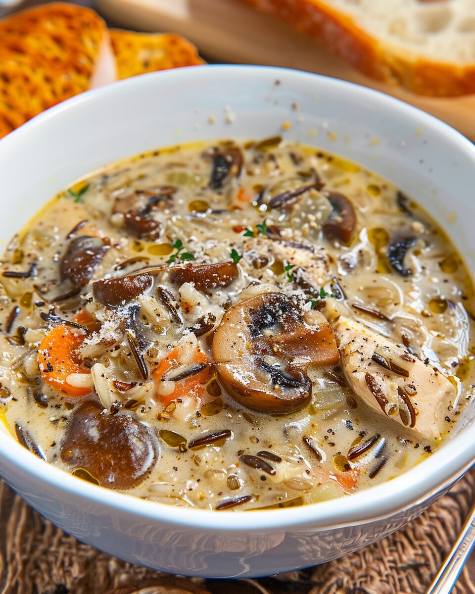 Creamy Mushroom Chicken and Wild Rice Soup