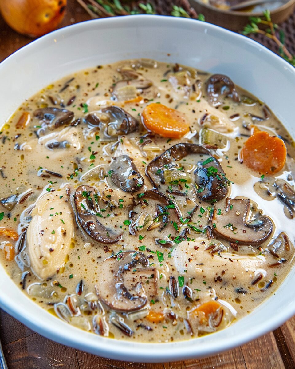 Creamy Mushroom Chicken and Wild Rice Soup