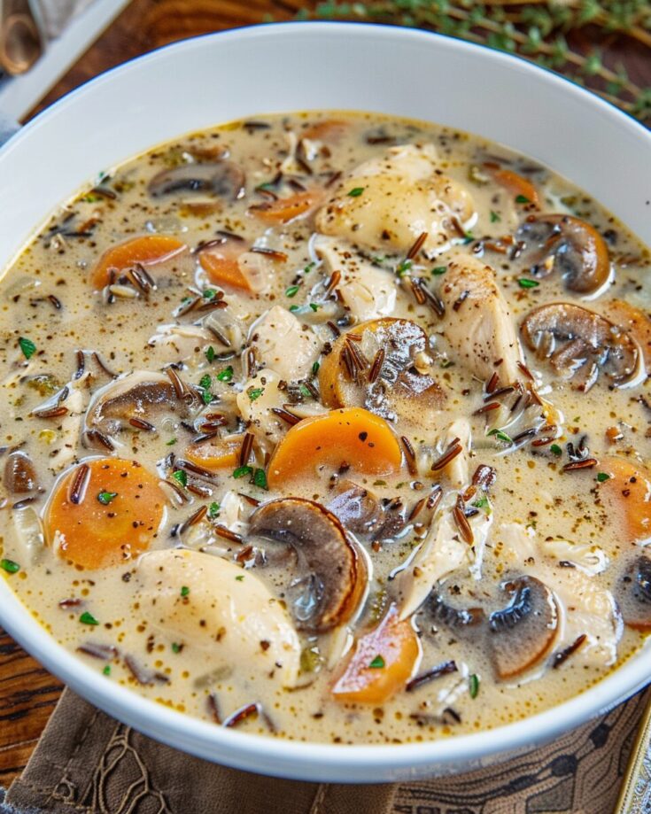 Creamy Mushroom Chicken and Wild Rice Soup -- CLONED