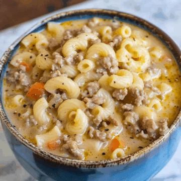 Crock Pot Macaroni Cheeseburger Soup