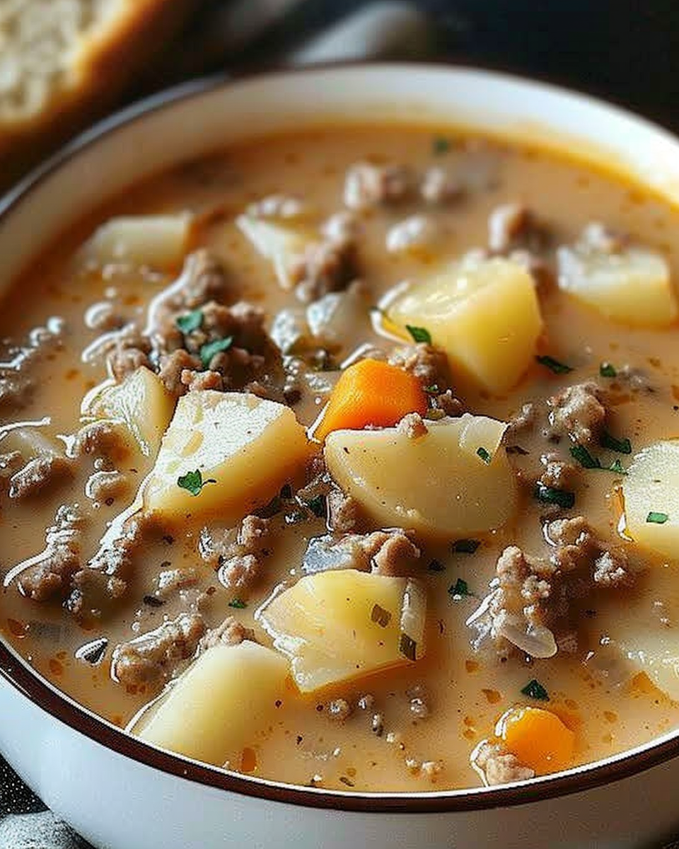 Crockpot Creamy Potato & Hamburger Soup