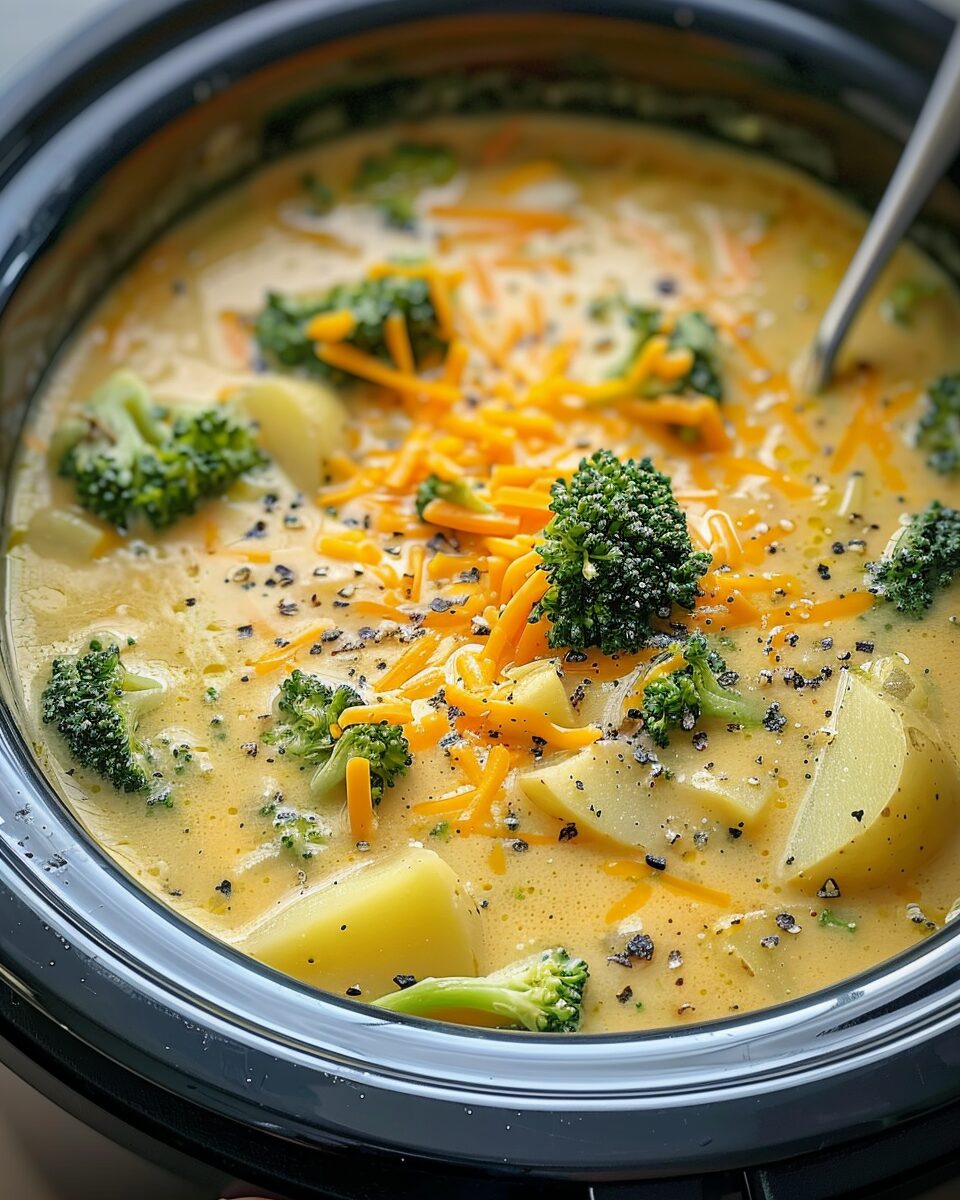 Crockpot Potato Broccoli Cheddar Soup