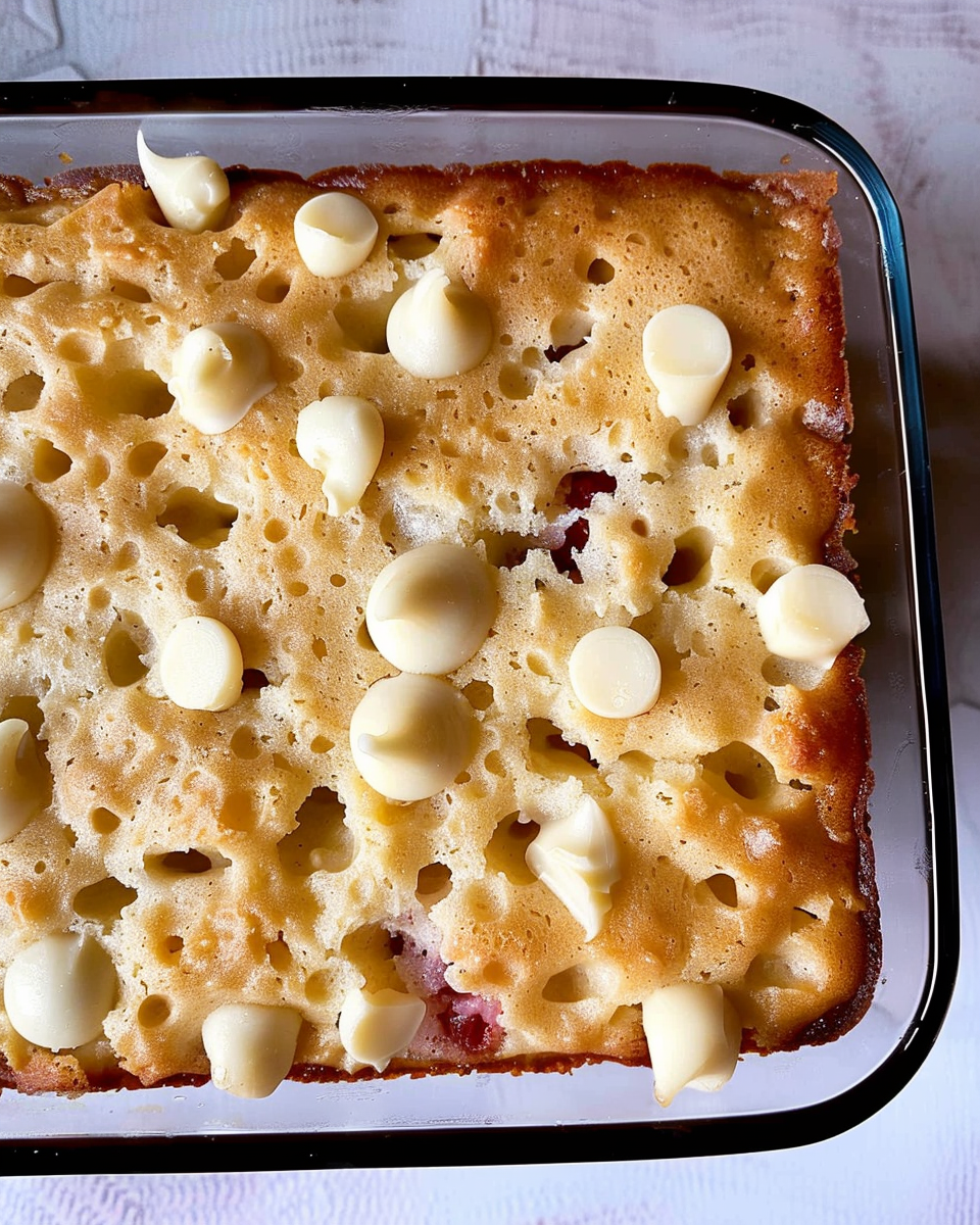 White Chocolate Raspberry Poke Cake