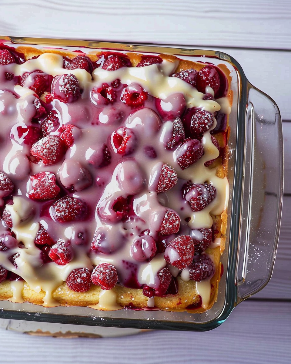 White Chocolate Raspberry Poke Cake