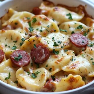 Crockpot Pierogi Casserole with Kielbasa
