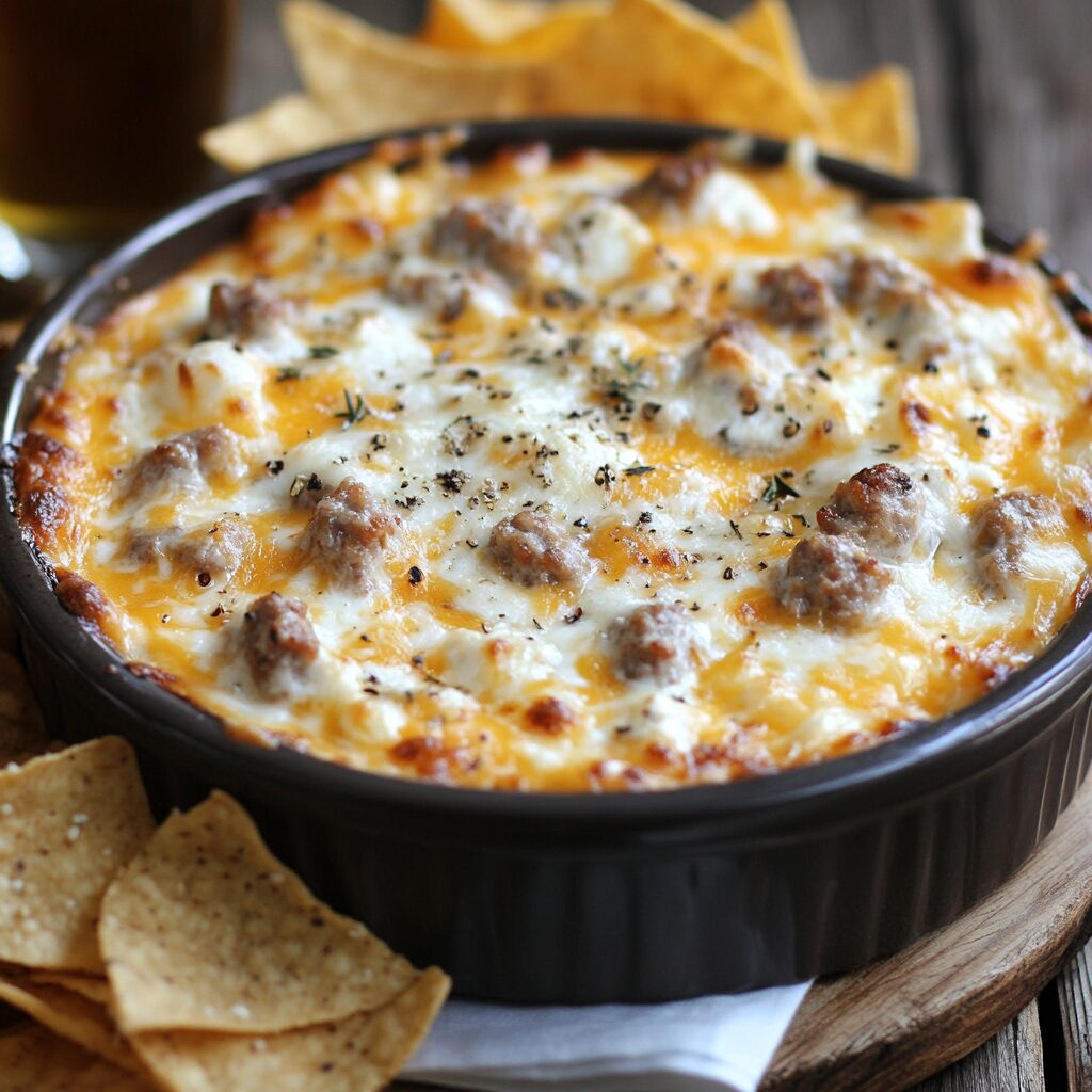 Hot Sausage Beer Cheese Dip