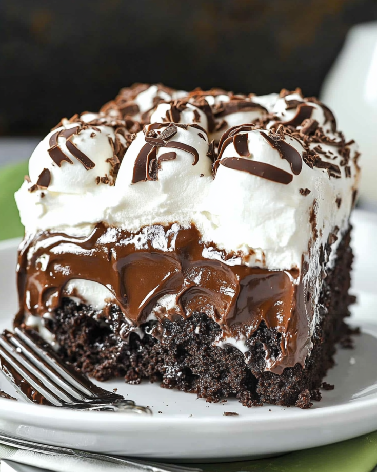 Marshmallow Chocolate Poke Cake