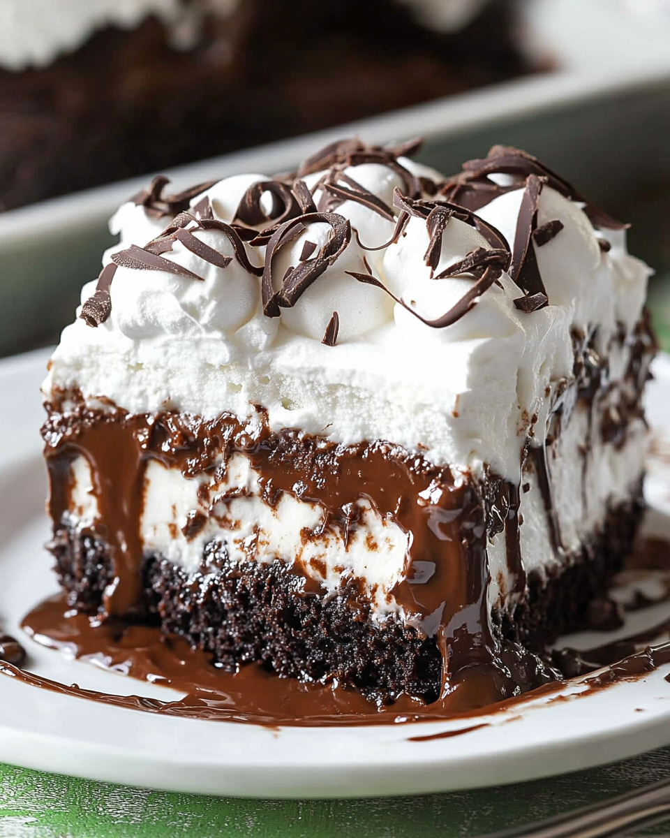 Marshmallow Chocolate Poke Cake