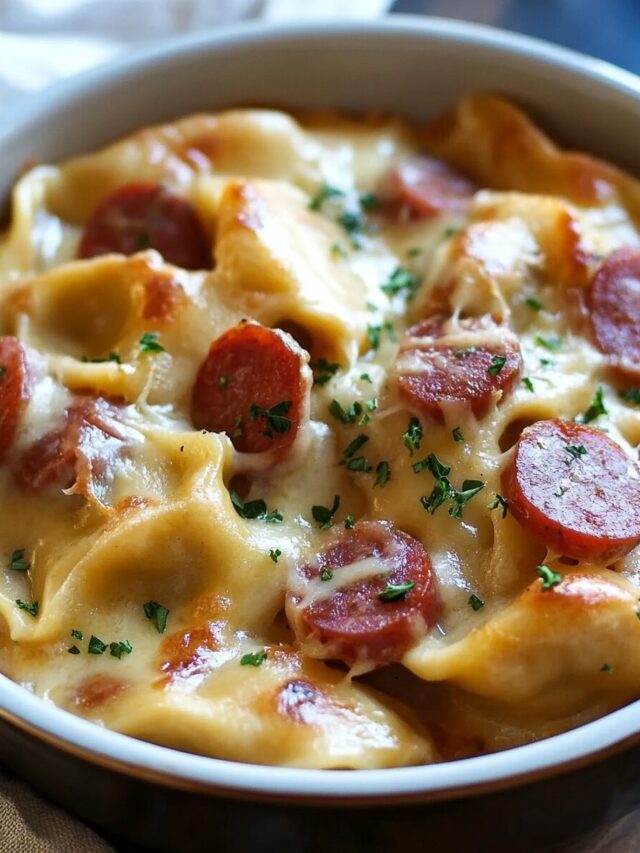 Crockpot Pierogi Casserole with Kielbasa