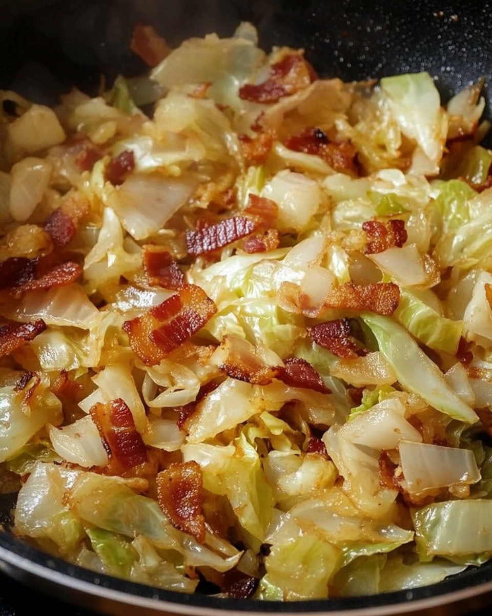 Fried Cabbage with Bacon, Onion, and Garlic