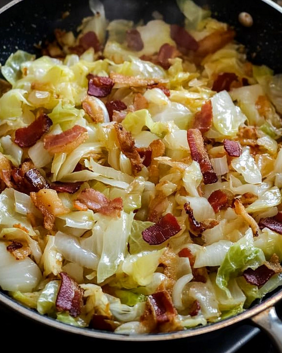 Fried Cabbage with Bacon, Onion, and Garlic