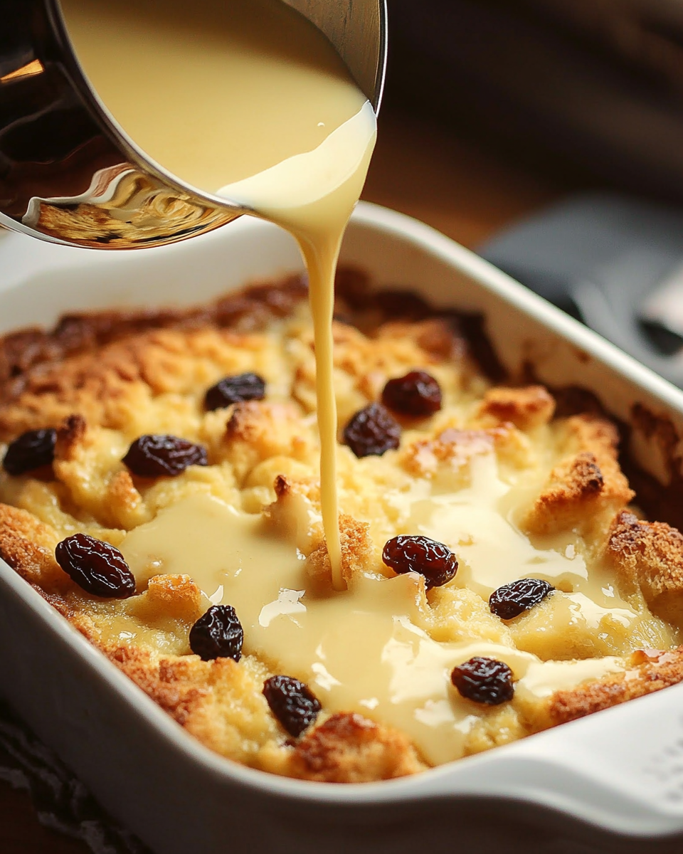 Old-Fashioned Bread Pudding with Vanilla Sauce1