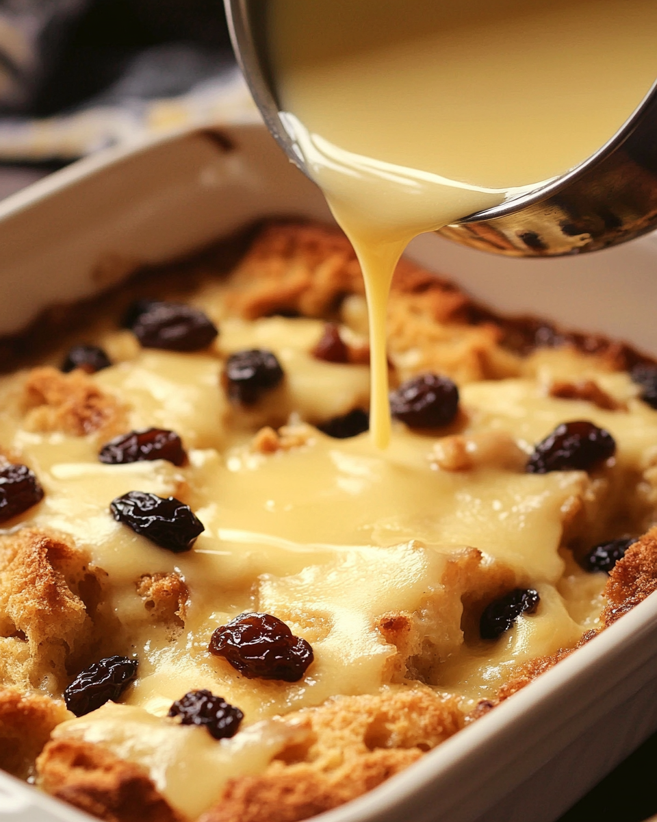 Old-Fashioned Bread Pudding with Vanilla Sauce1