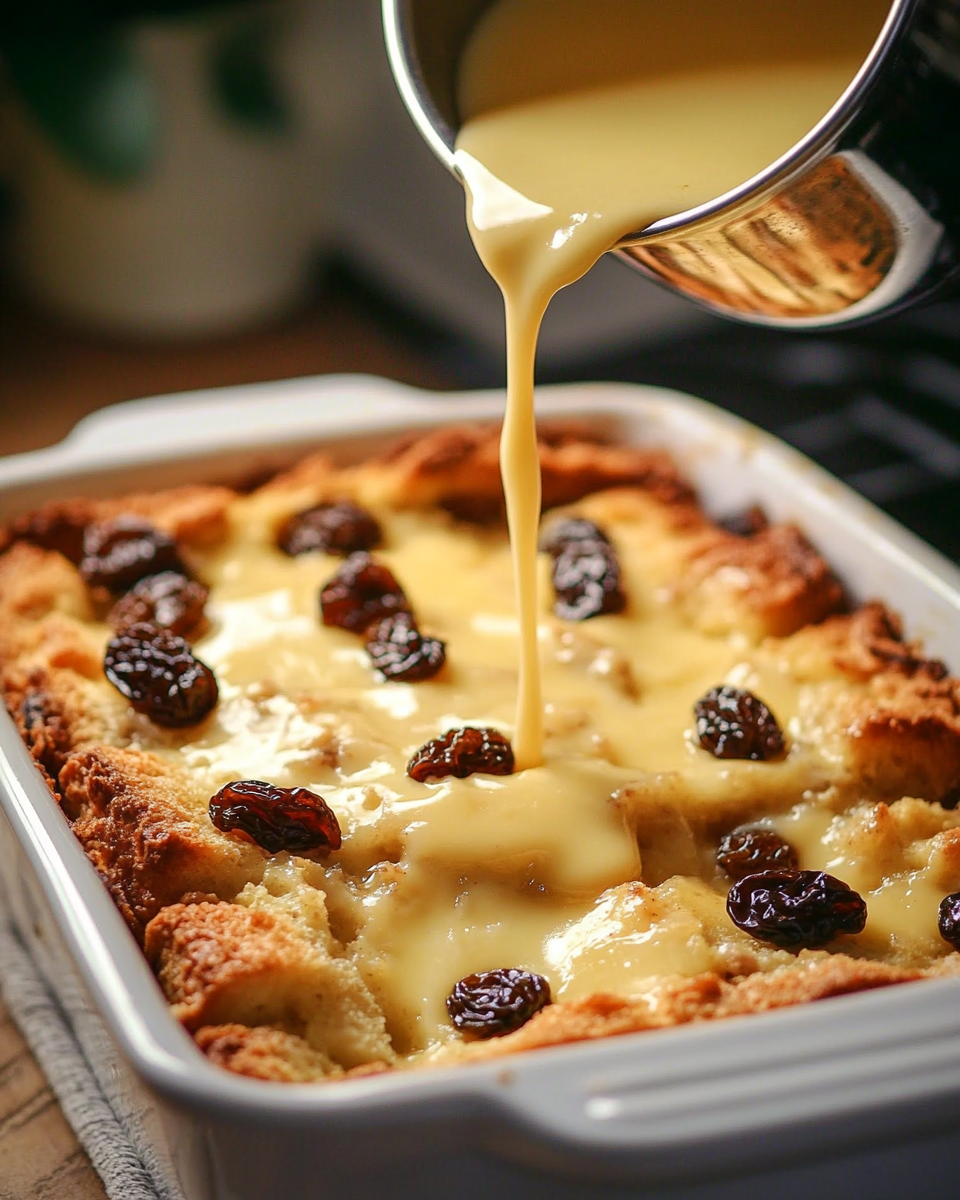 Old-Fashioned Bread Pudding with Vanilla Sauce1