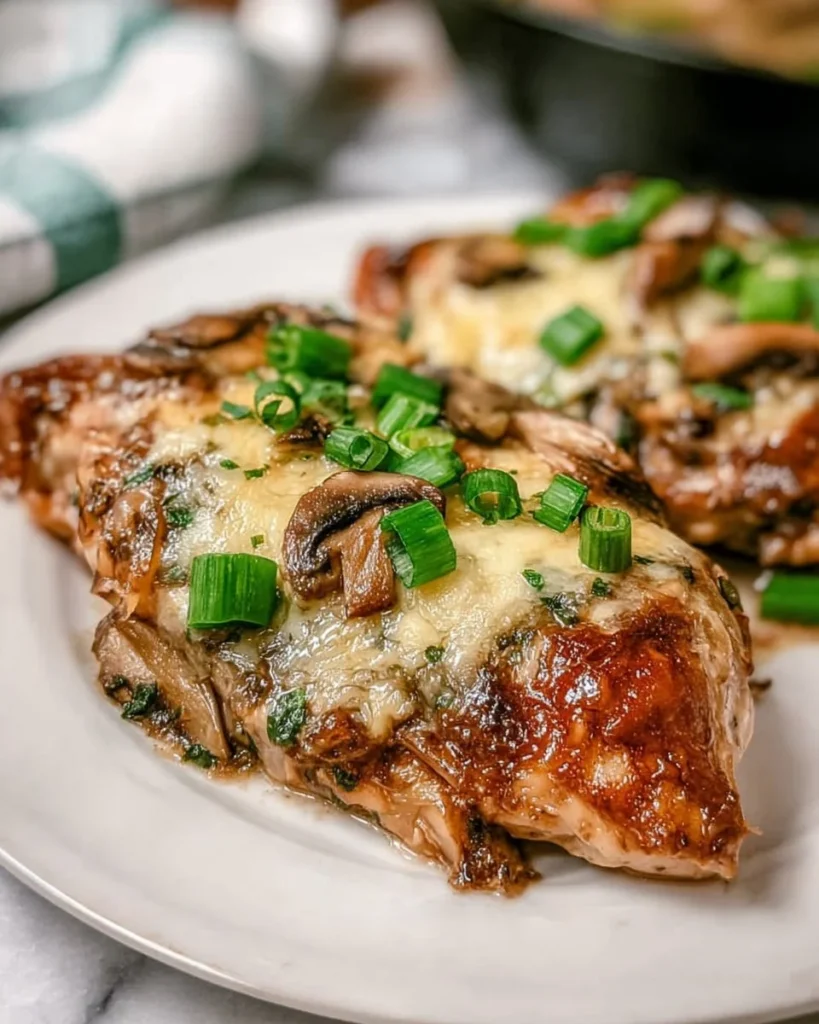 Delicious Chicken Lombardy served with creamy sauce and herbs