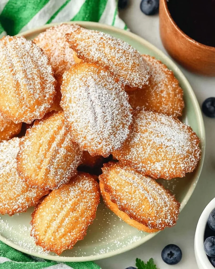Delicious cinnamon madeleine cakes on a decorative plate.