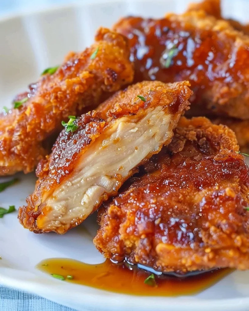 Double Crunch Honey Garlic Chicken Breasts served on a plate