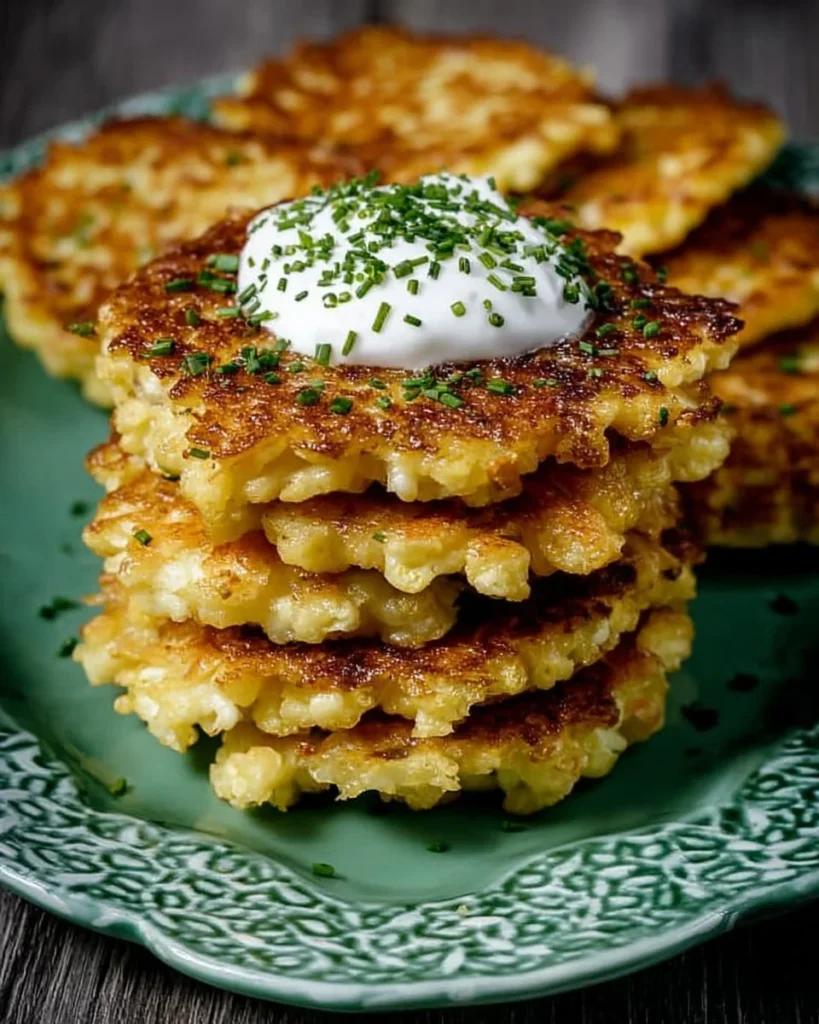 Healthy cauliflower fritters on a plate, served with dipping sauce.