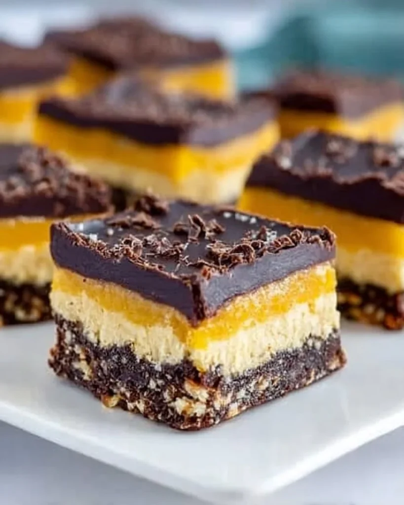 Delicious Chocolate Orange Nanaimo Bars with chocolate and orange flavors