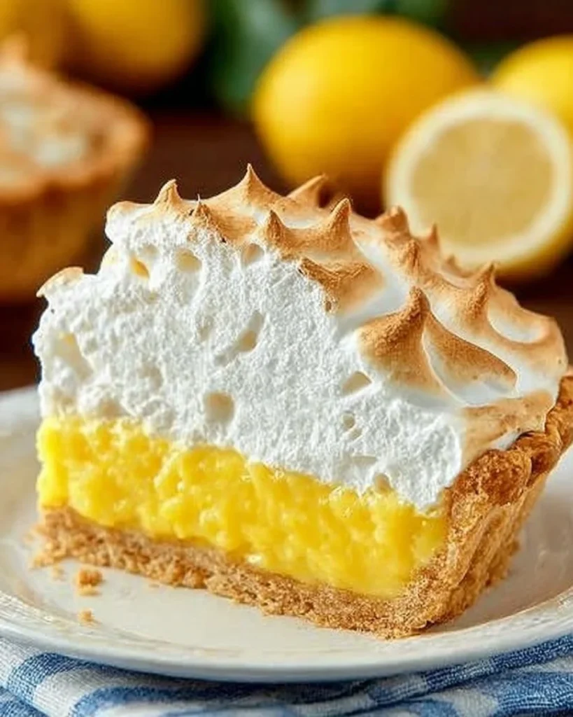 Delicious homemade lemon meringue pie with golden meringue topping
